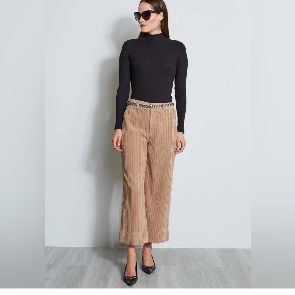 Elie Tahari Tan Cropped Corduroy Pants , Sz 6 - Picture 2 of 13